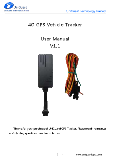 First page of J16 4G GPS Tracker User Manual V1.1