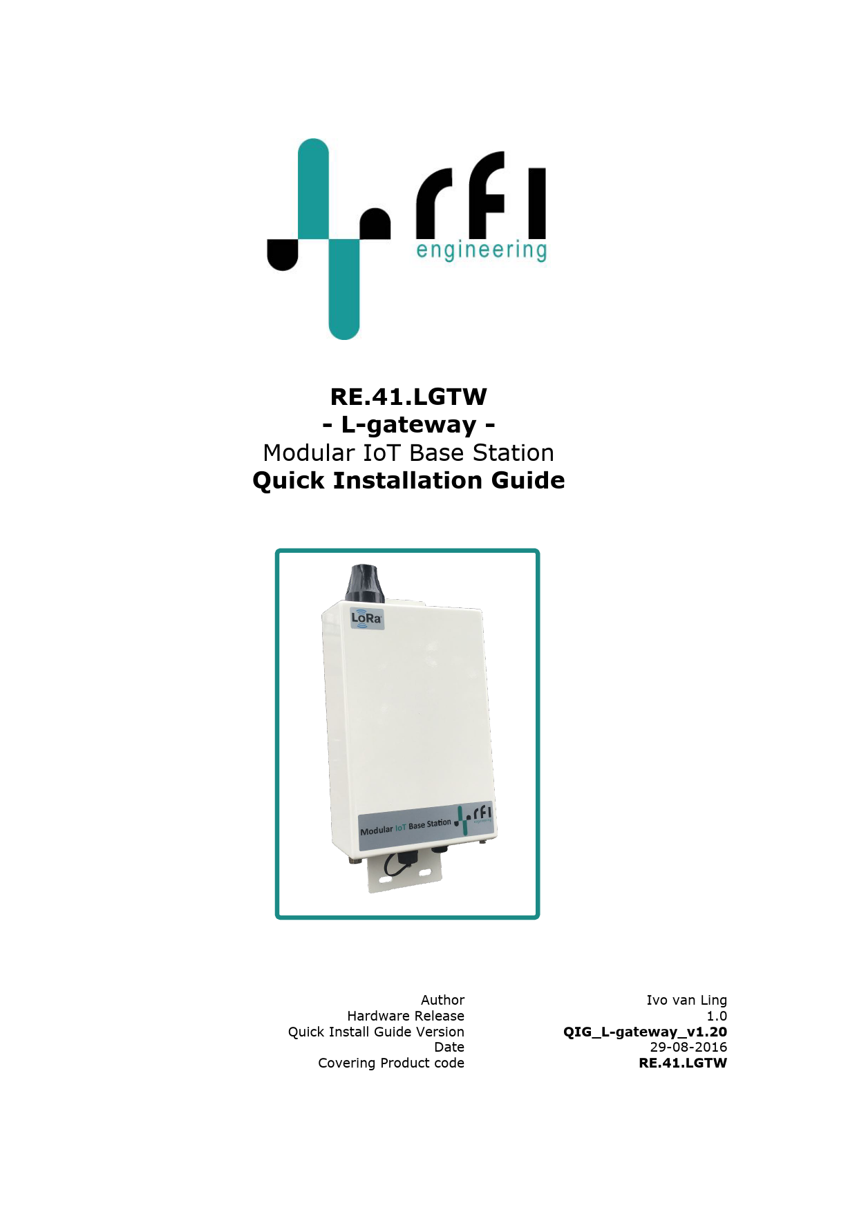 First page of [PDF] L-gateway - Modular IoT Base Station Quick Installation Guide