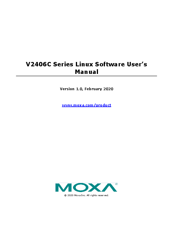 First page of V2406C <b>Linux Software User’s Manual</b> - Moxa