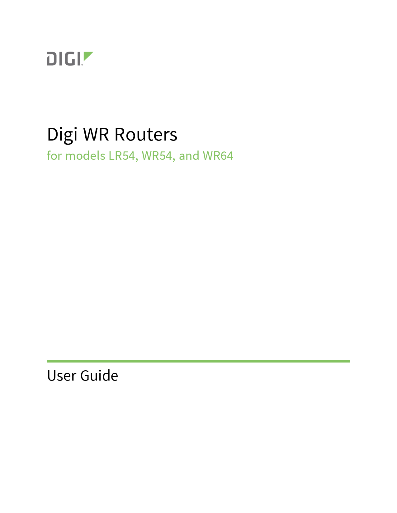 First page of PDF Digi WR Routers User Guide