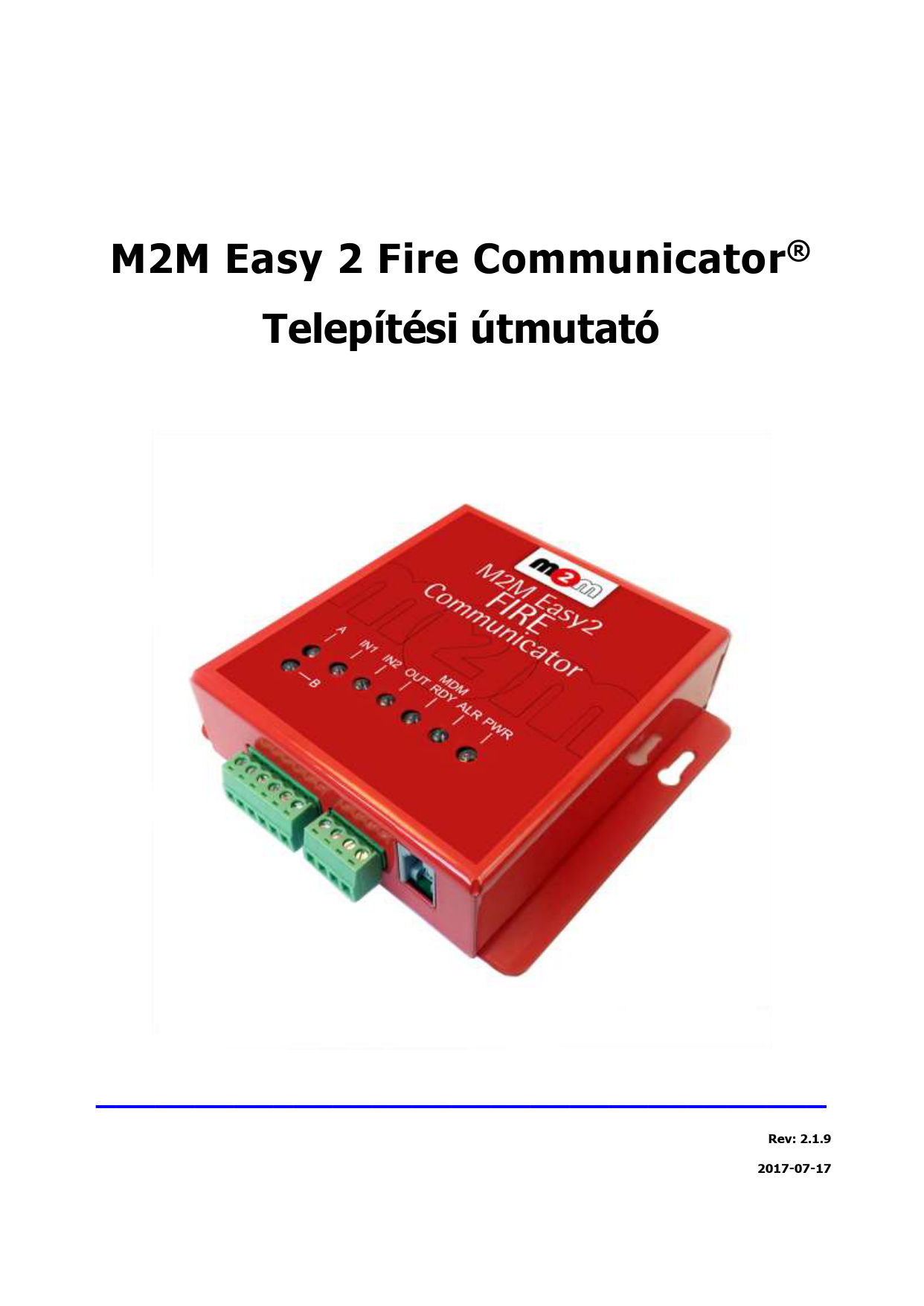 First page of M2M Easy 2 Communicator - Telepítési ...