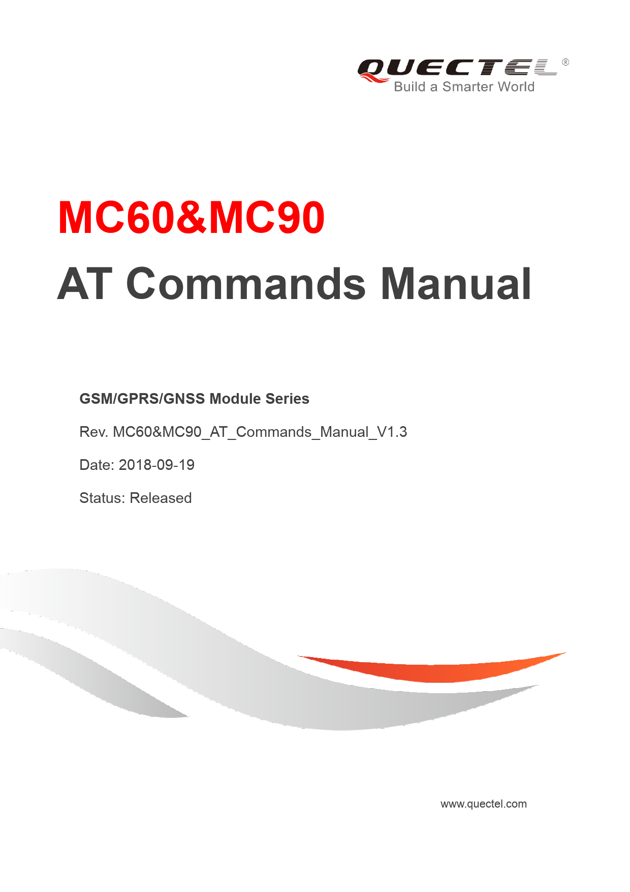 First page of <b>MC60&amp;MC90 AT Commands Manual</b> - <b>forums.quectel.com</b>