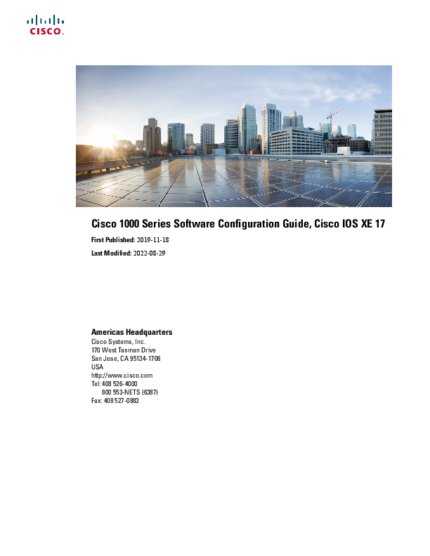 First page of [PDF] Cisco 1000 Series Software Configuration Guide, Cisco IOS XE 17