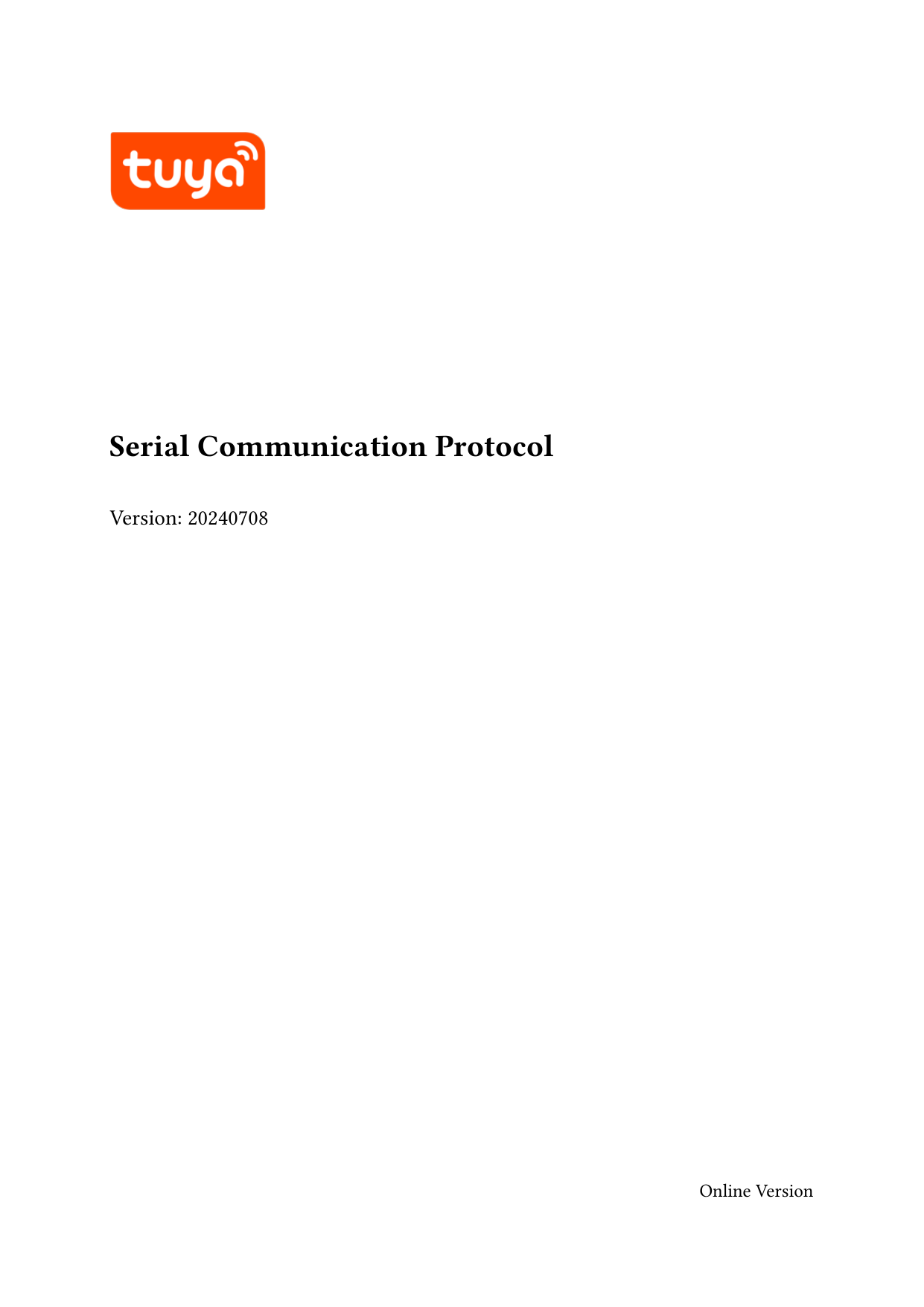 First page of [PDF] Serial Communication Protocol - Tuya Smart