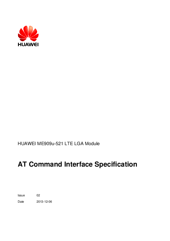 First page of <b>AT Command Interface Specification</b> - Paoli