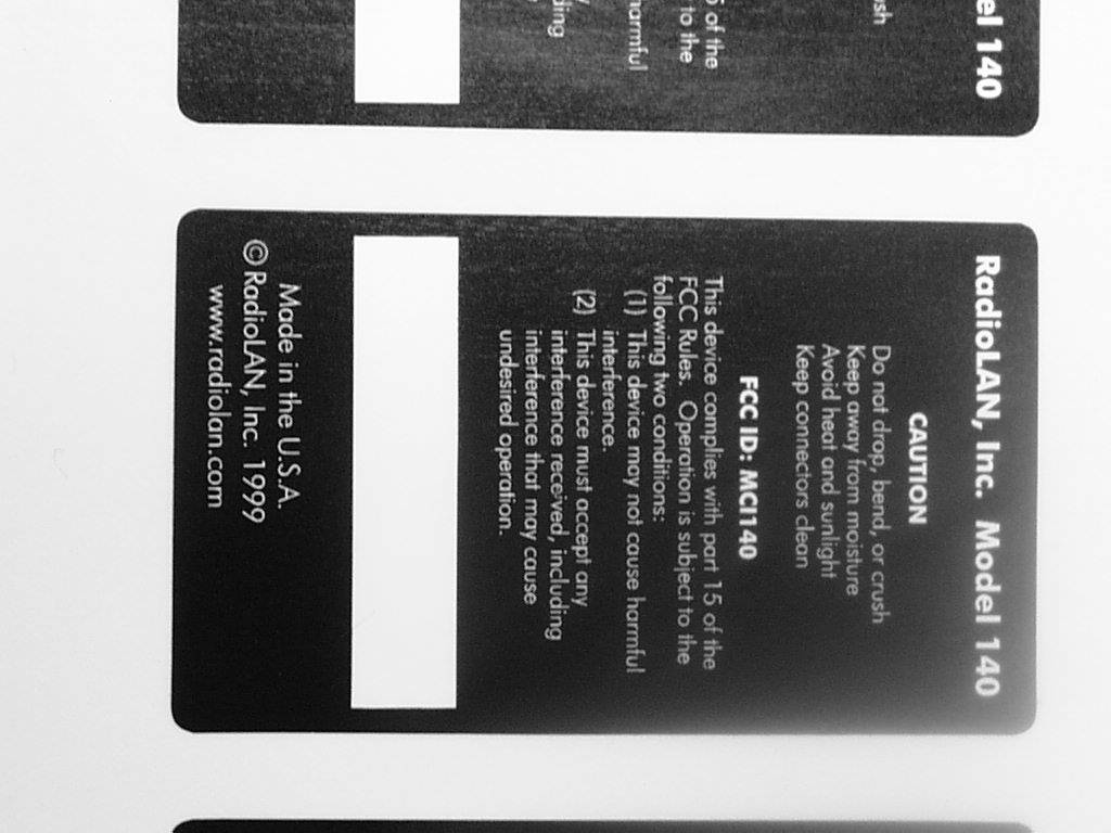 FCC ID label
