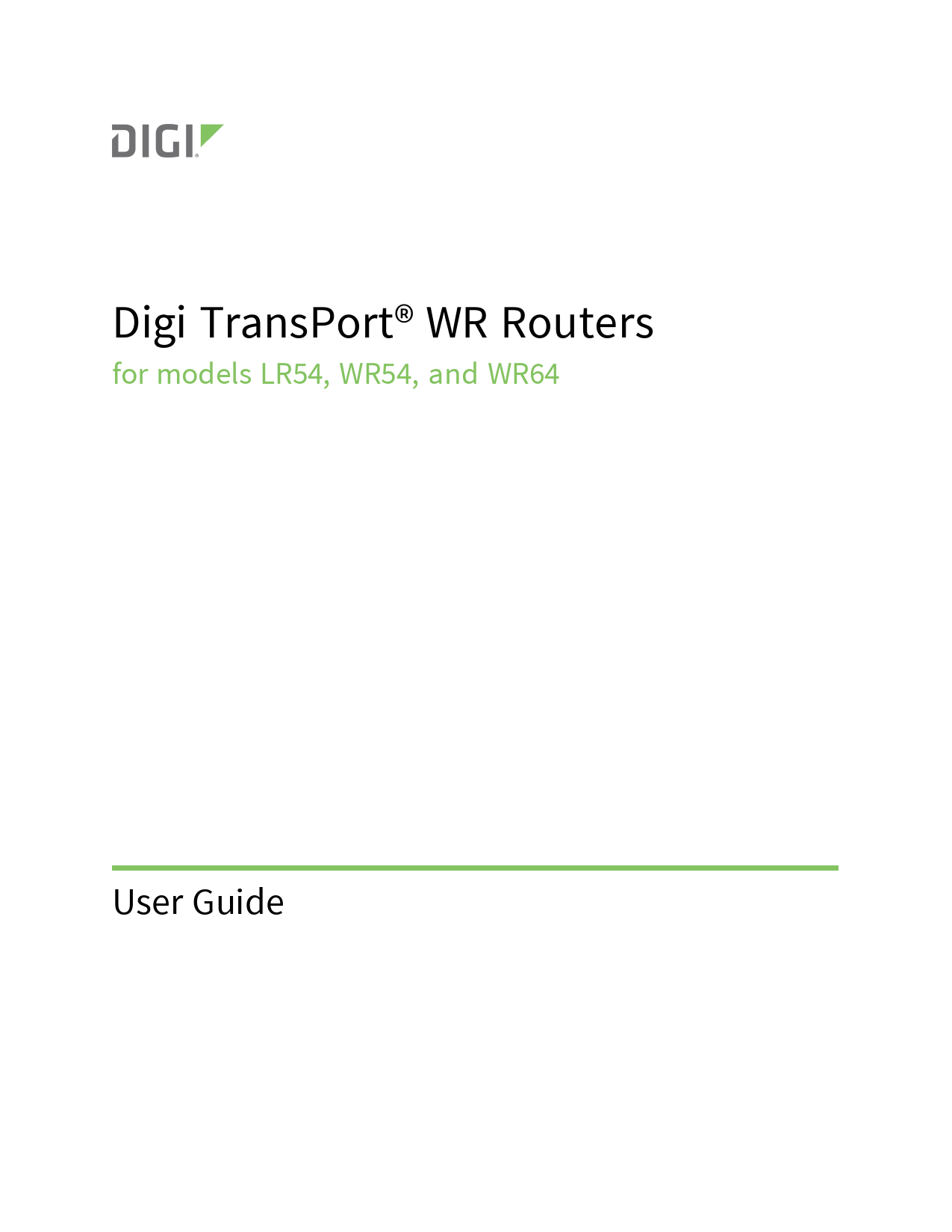 First page of PDF Digi TransPort WR Routers User Guide