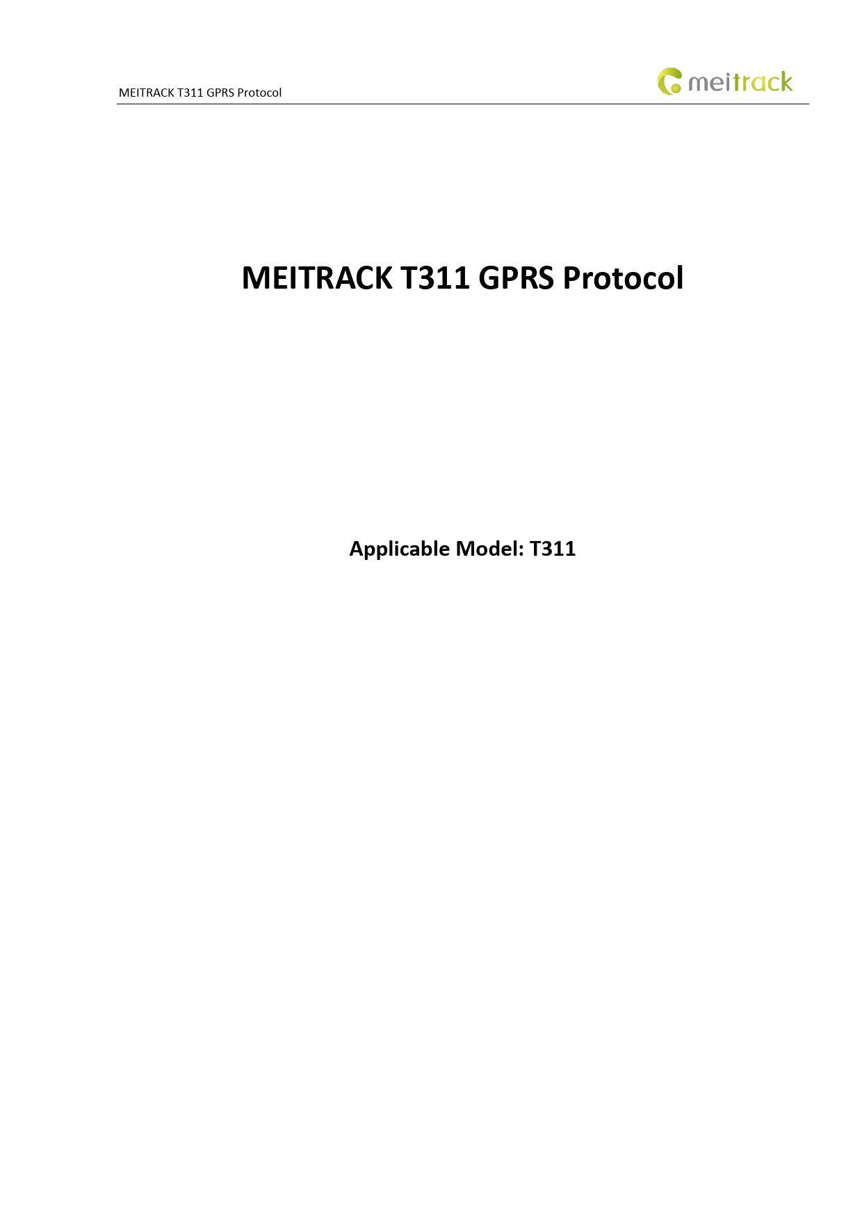 First page of MEITRACK T311 GPRS Protocol