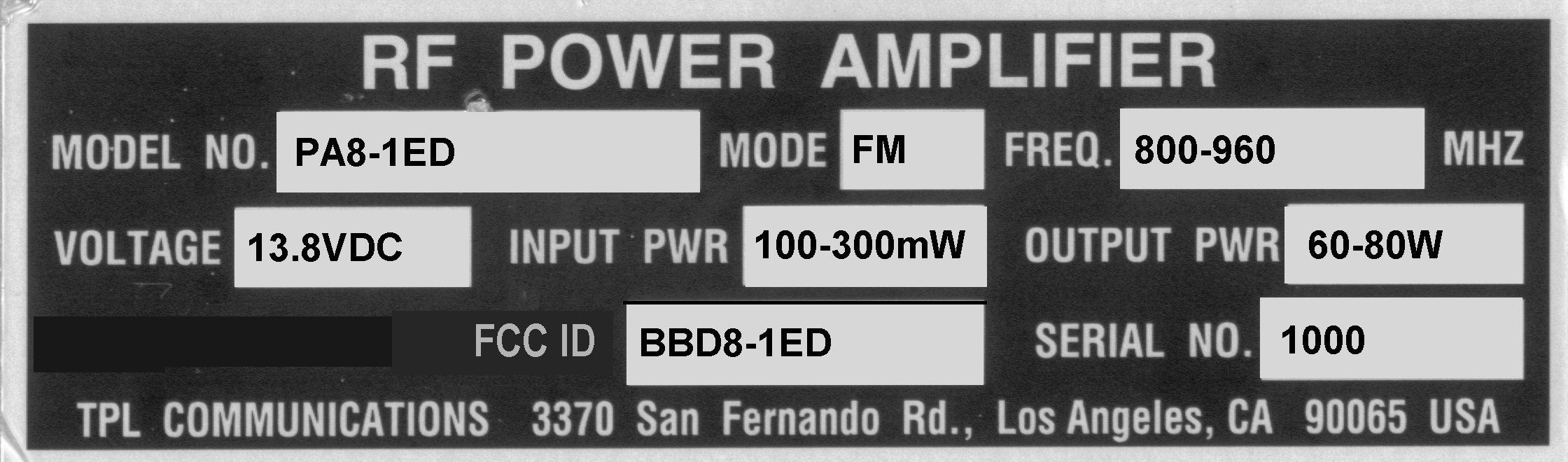 FCC ID label