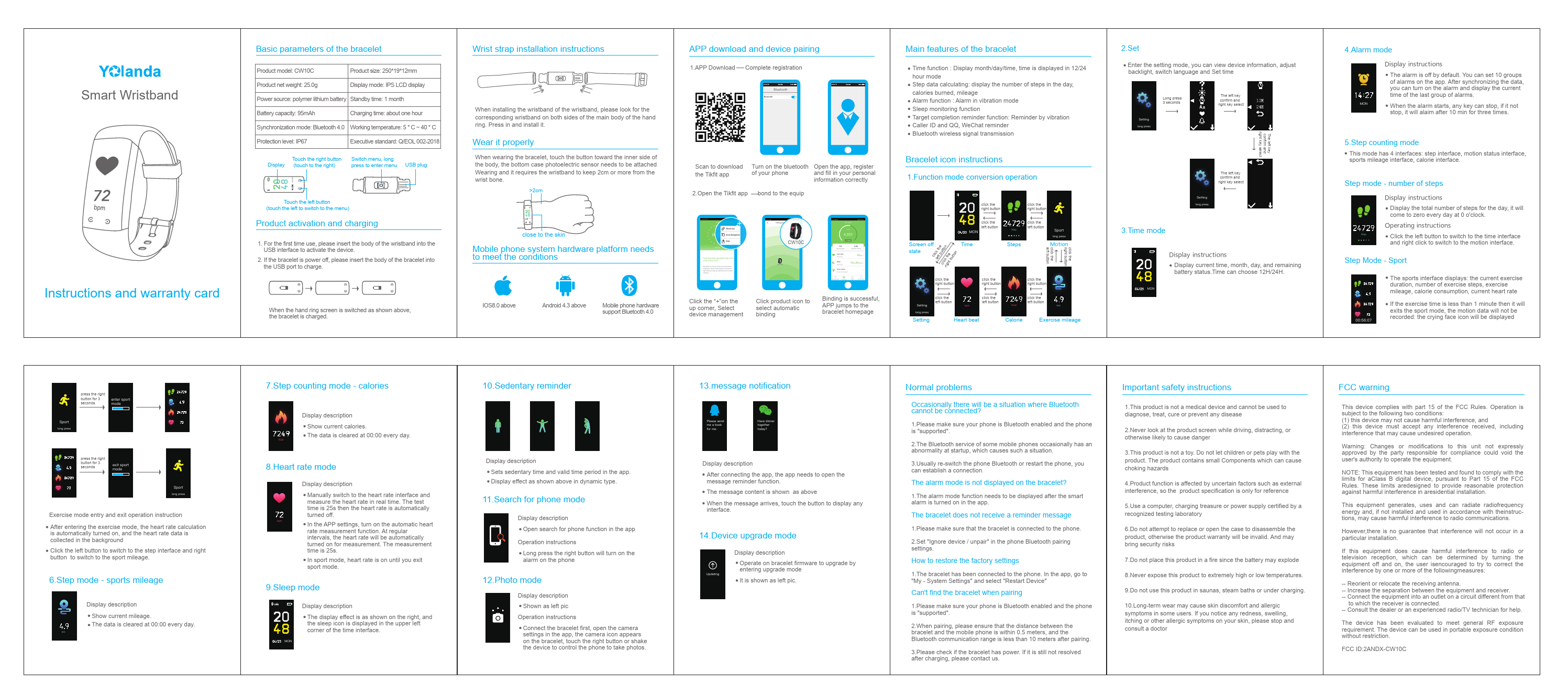 CW10C Smart Wristband User Manual 2019-03-13-Yolanda-CW10C-说明书（英文版源文件）-打样 Shenzhen Yolanda ...