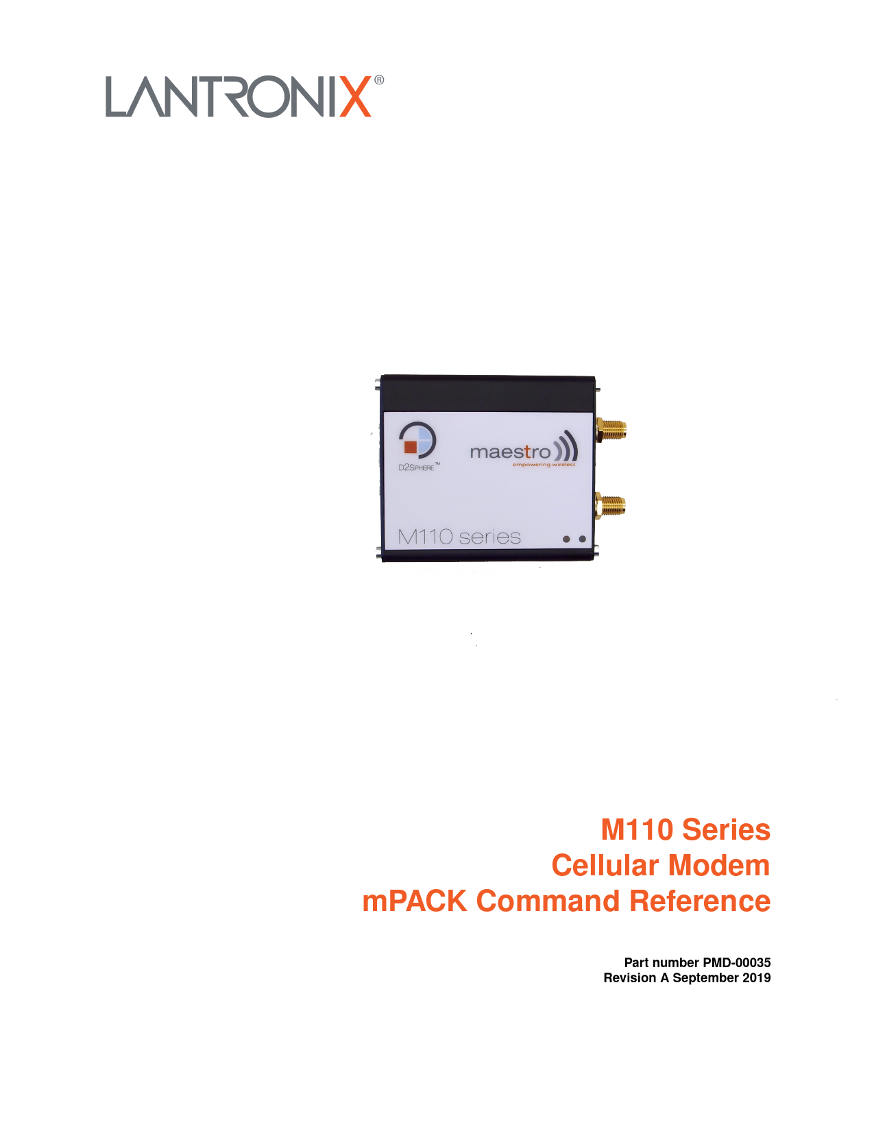First page of M110 Series, Cellular Modem, mPACK Command Reference