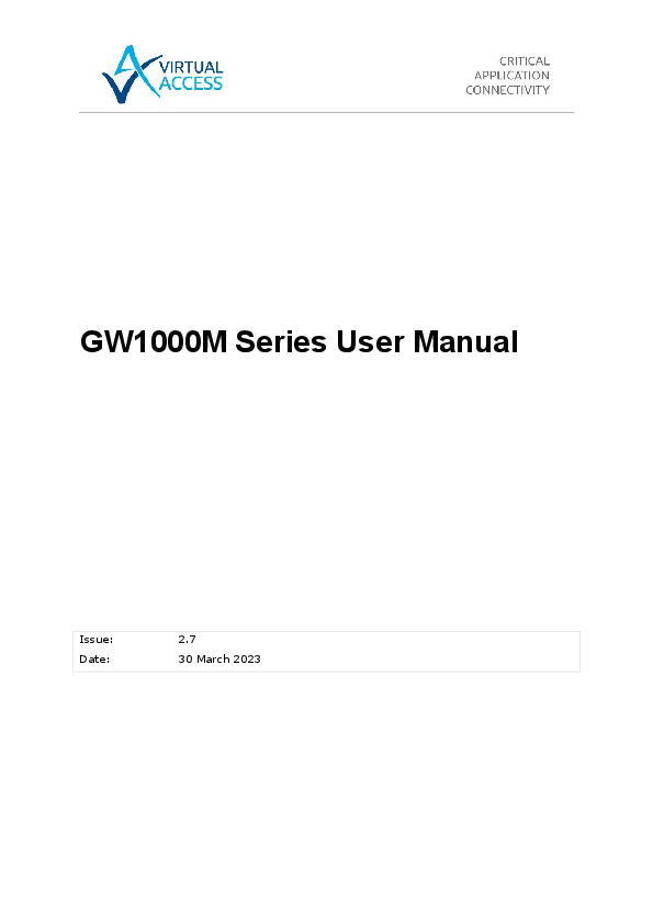 First page of User guide, GW1000-series