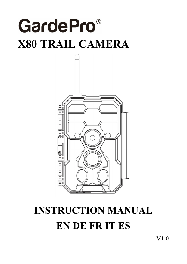 First page of GardePro_X80_Instruction_Manual_V1.0_EN_DE_FR_IT_ES_20250317.pdf