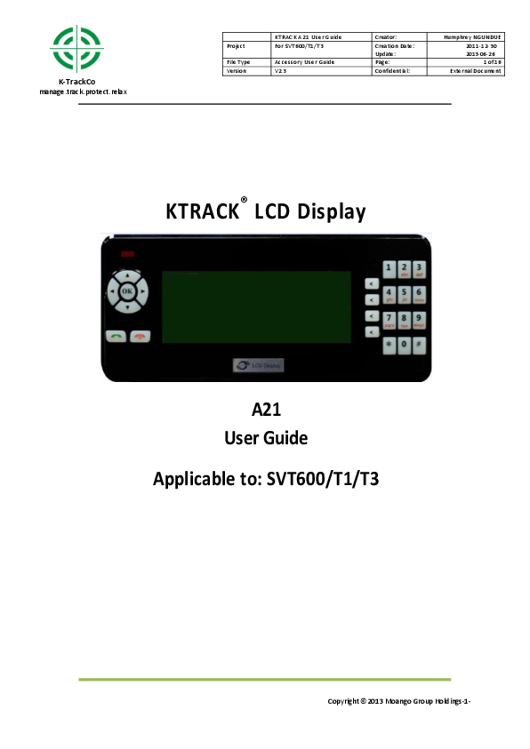 First page of "user manual"