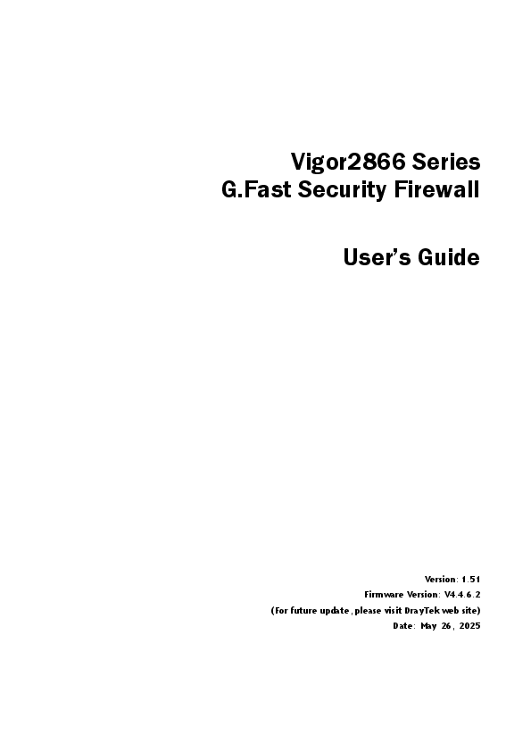 First page of DrayTek_UG_Vigor2866_V1.51.pdf
