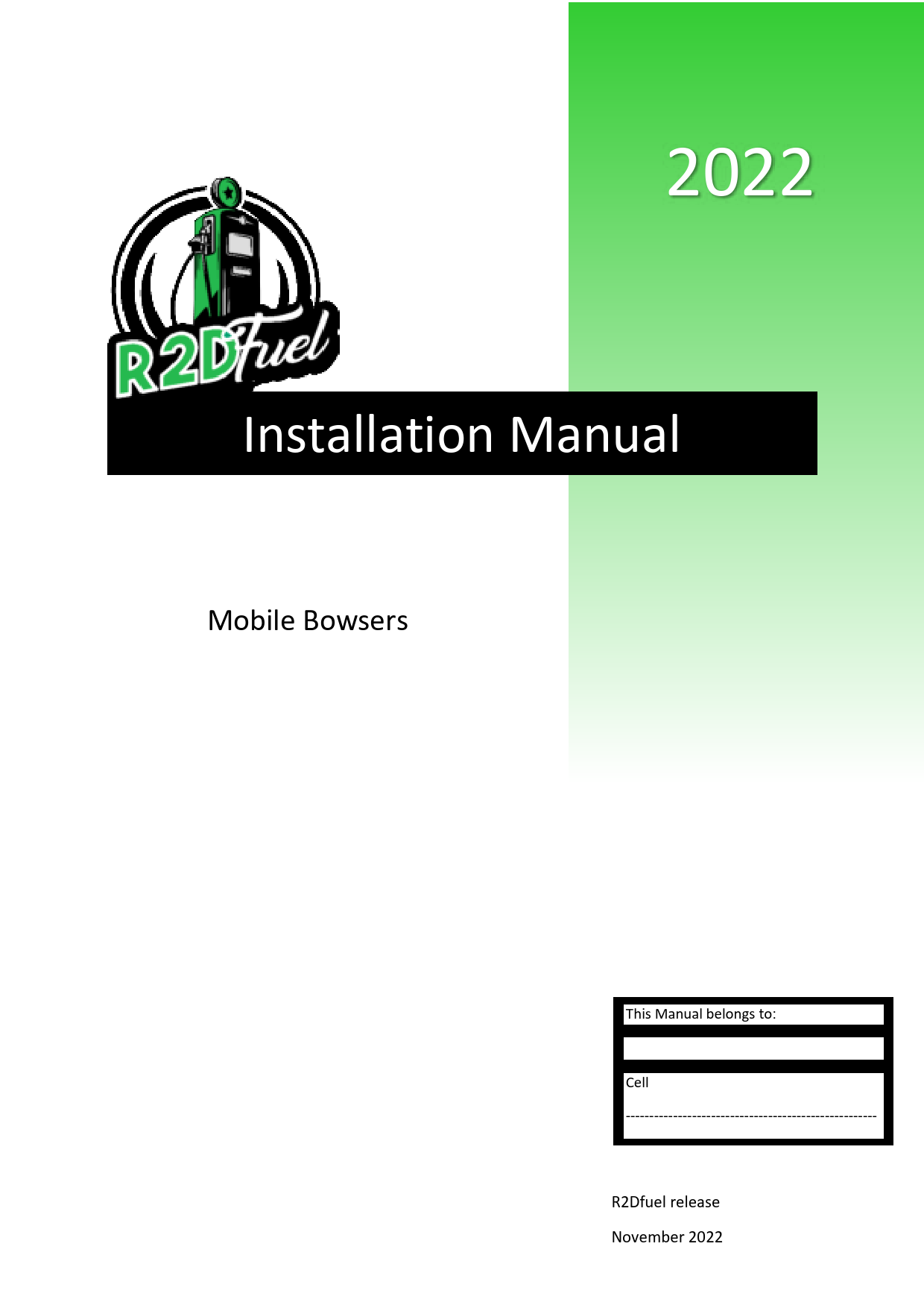 First page of manuals - R2DFuel