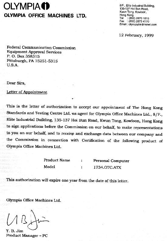 APPOINTMENT LETTER