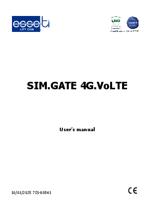 First page of SIM.GATE 4G - esse-ti.it