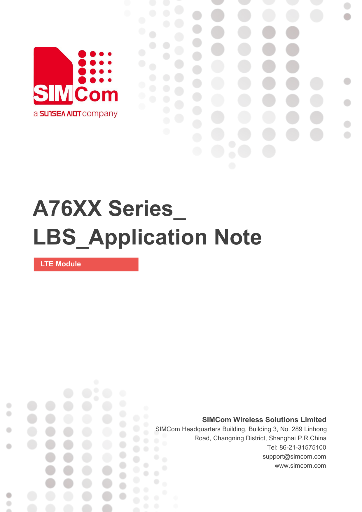 First page of BK-A7670 breakout kit doc 2022-4-25/A76XX Series_Application Note/A76XX Series_LBS_Application Note_V1.02.pdf Informações técnicas
