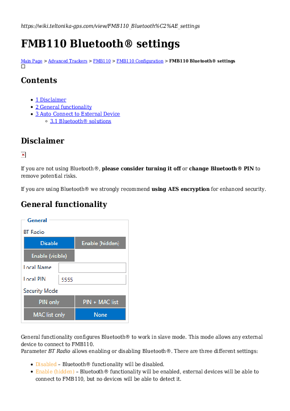 First page of FMB110 Bluetooth® settings.pdf