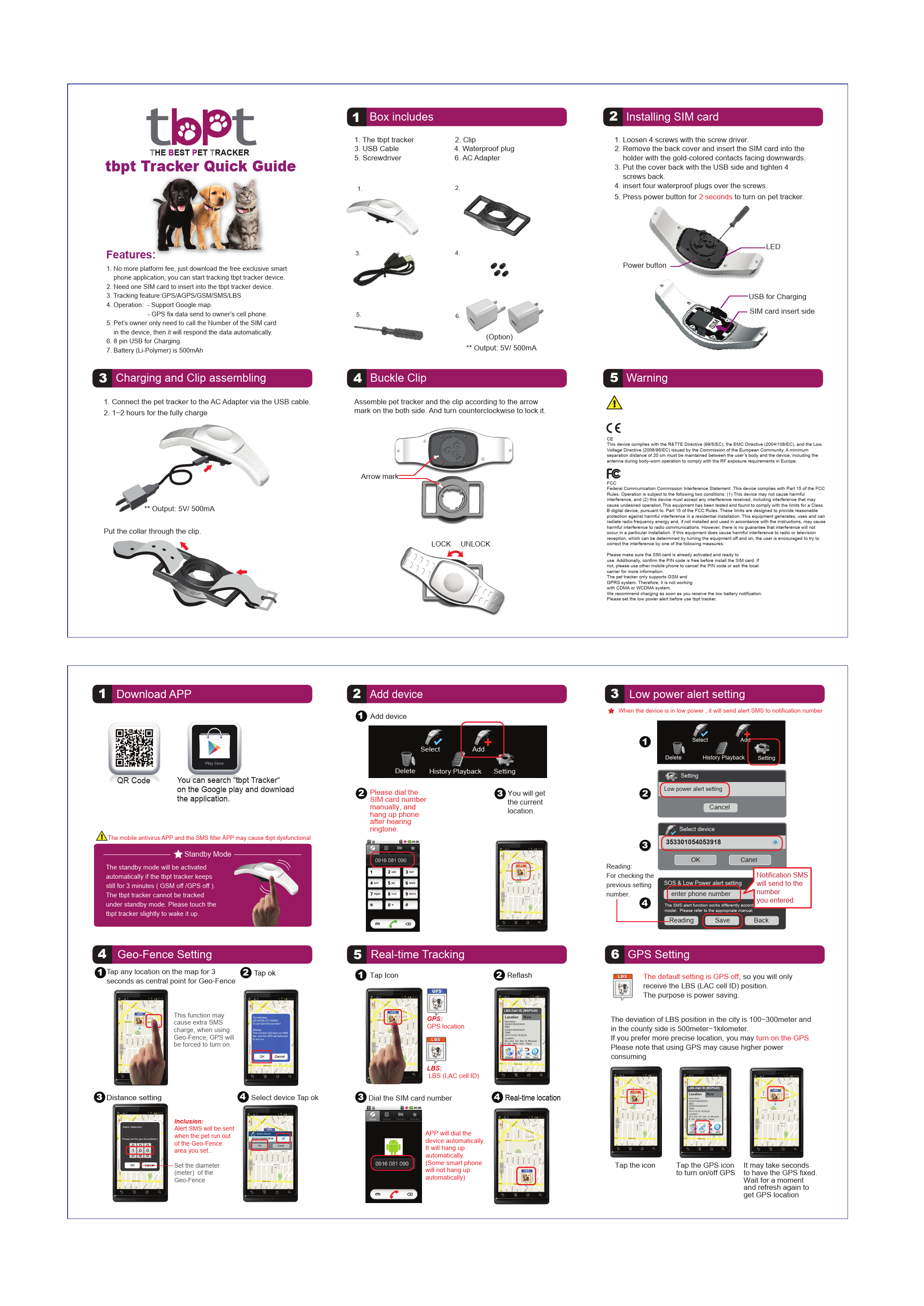 First page of THE BEST PET TRACKER tbpt Tracker Quick Guide - GPSvision.de