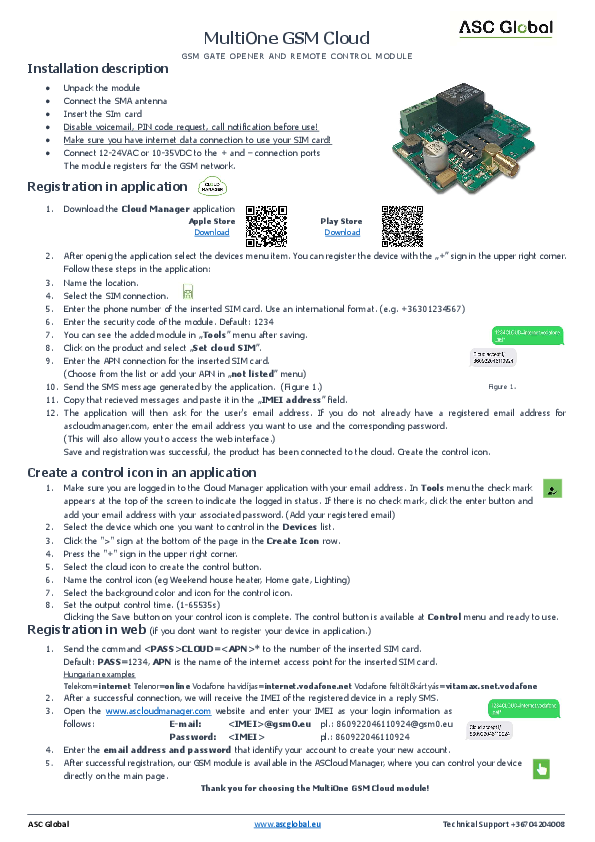 First page of [PDF] MultiOne GSM Cloud