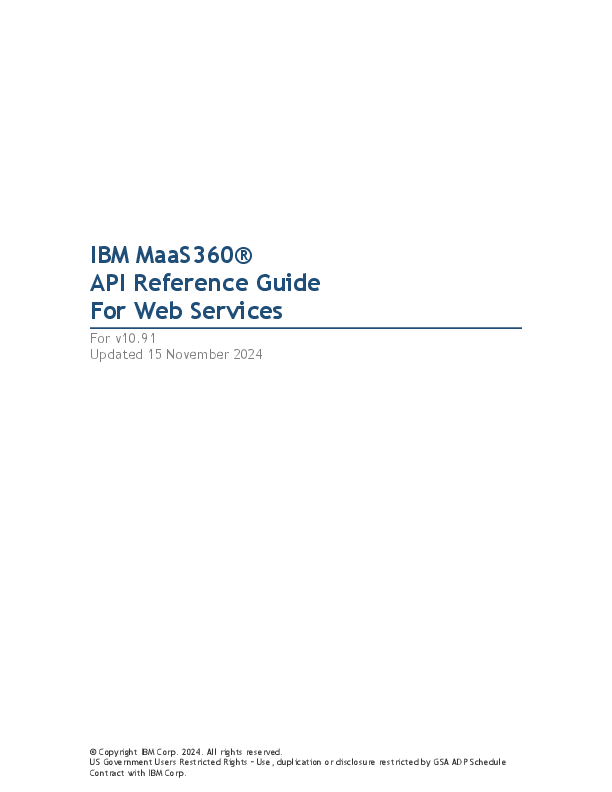 First page of IBM MaaS360® API Reference Guide For ...
