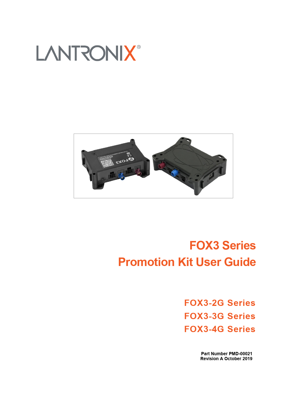 First page of <b>FOX3 Series Promotion Kit User Guide</b> - Lantronix