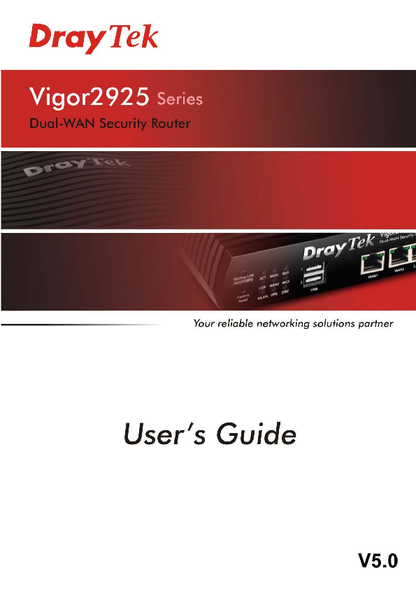 First page of PDF Microsoft Word - DrayTek_UG_Vigor2925_V5.0.doc