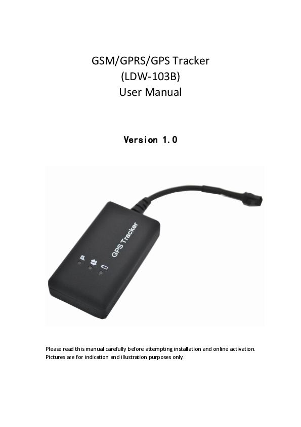 First page of GSM/GPRS/GPS Tracker (LDW-103B) User Manual