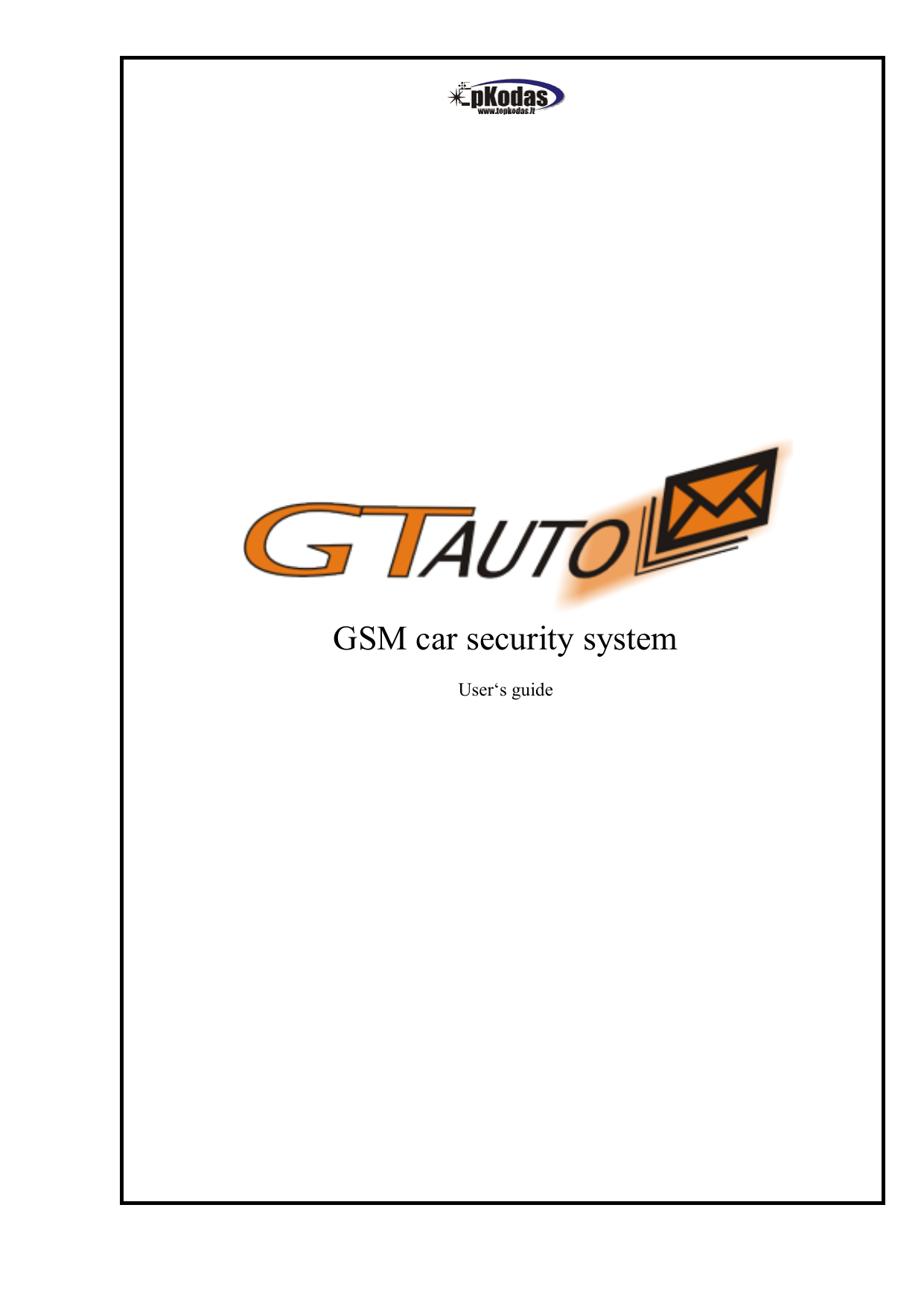 First page of GSM car security system