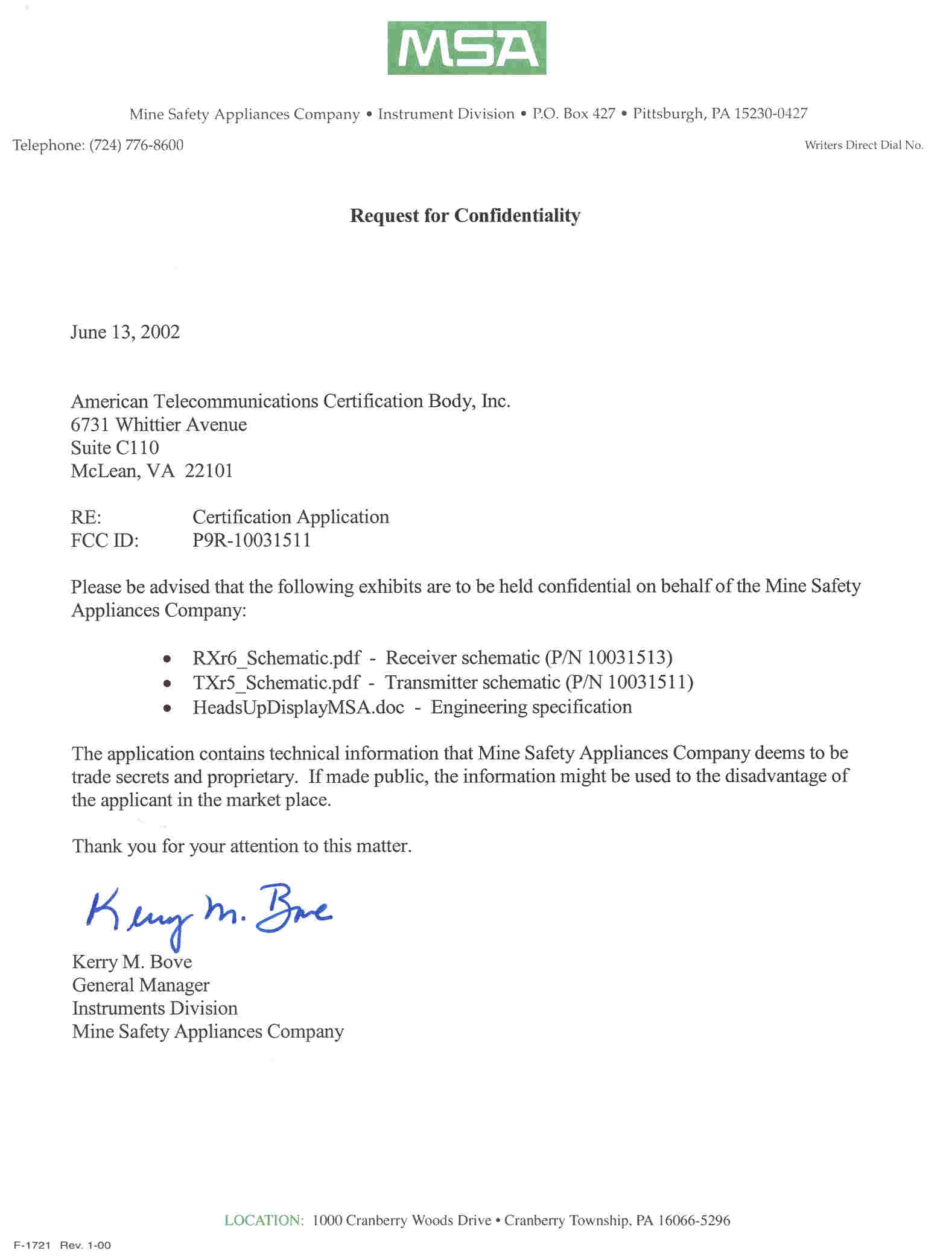 Confidentiality Letter