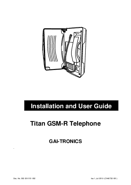 First page of Titan (GSM-R), 0 button (CB), faceplate only - rail | 230-02-1000-202 | Hubbell
