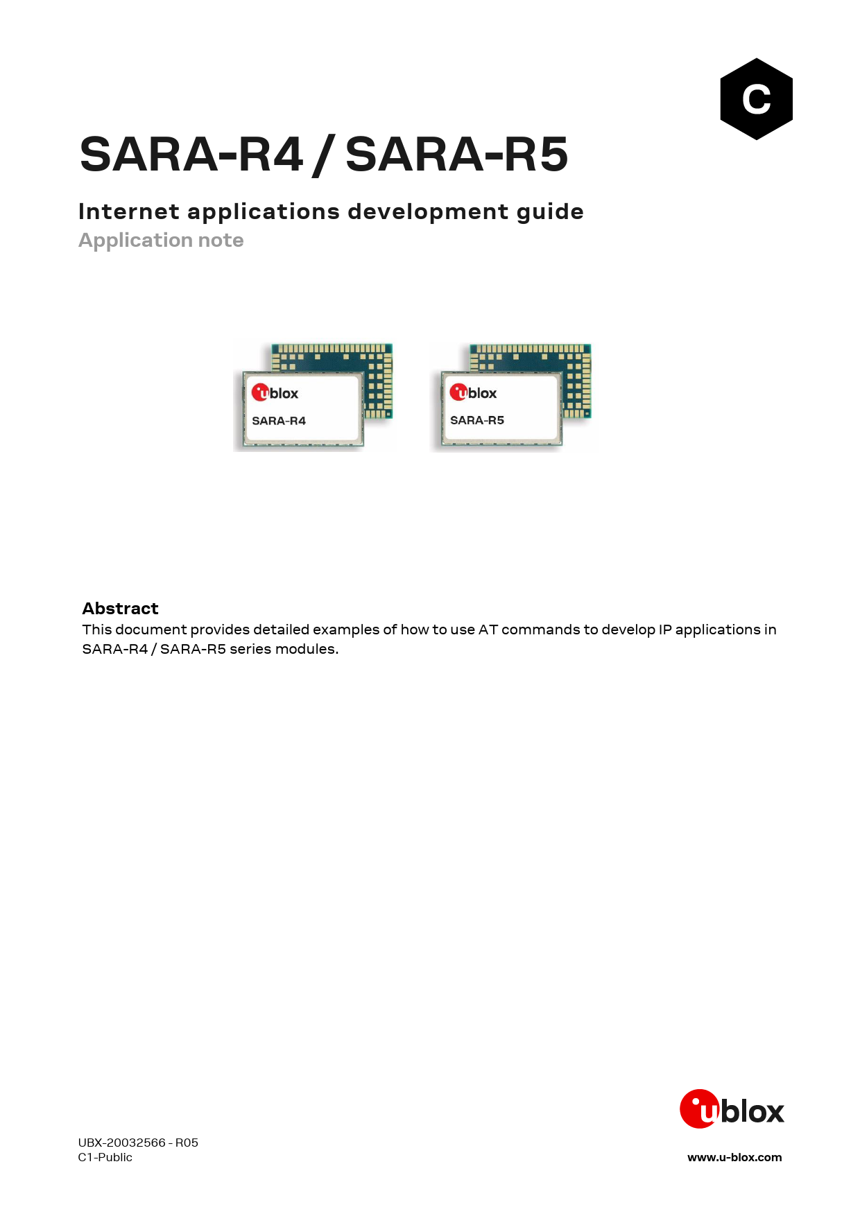 First page of SARA-R4 / SARA-R5 - U-blox
