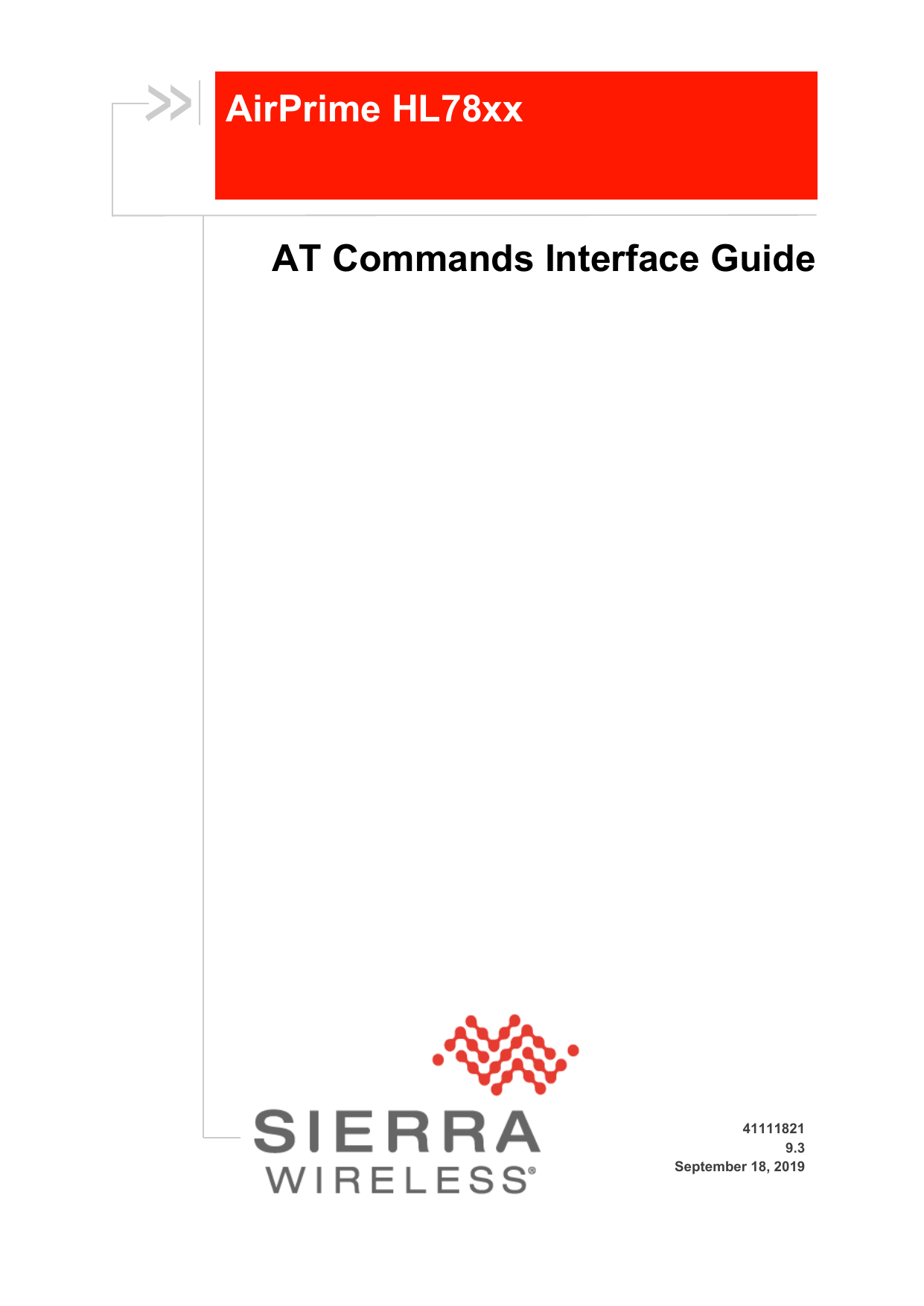 First page of AirPrime HL78xx AT Commands Interface Guide