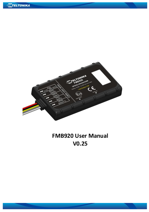 First page of FMB920 User <b>Manual</b> V0 - rahnegargostar.com