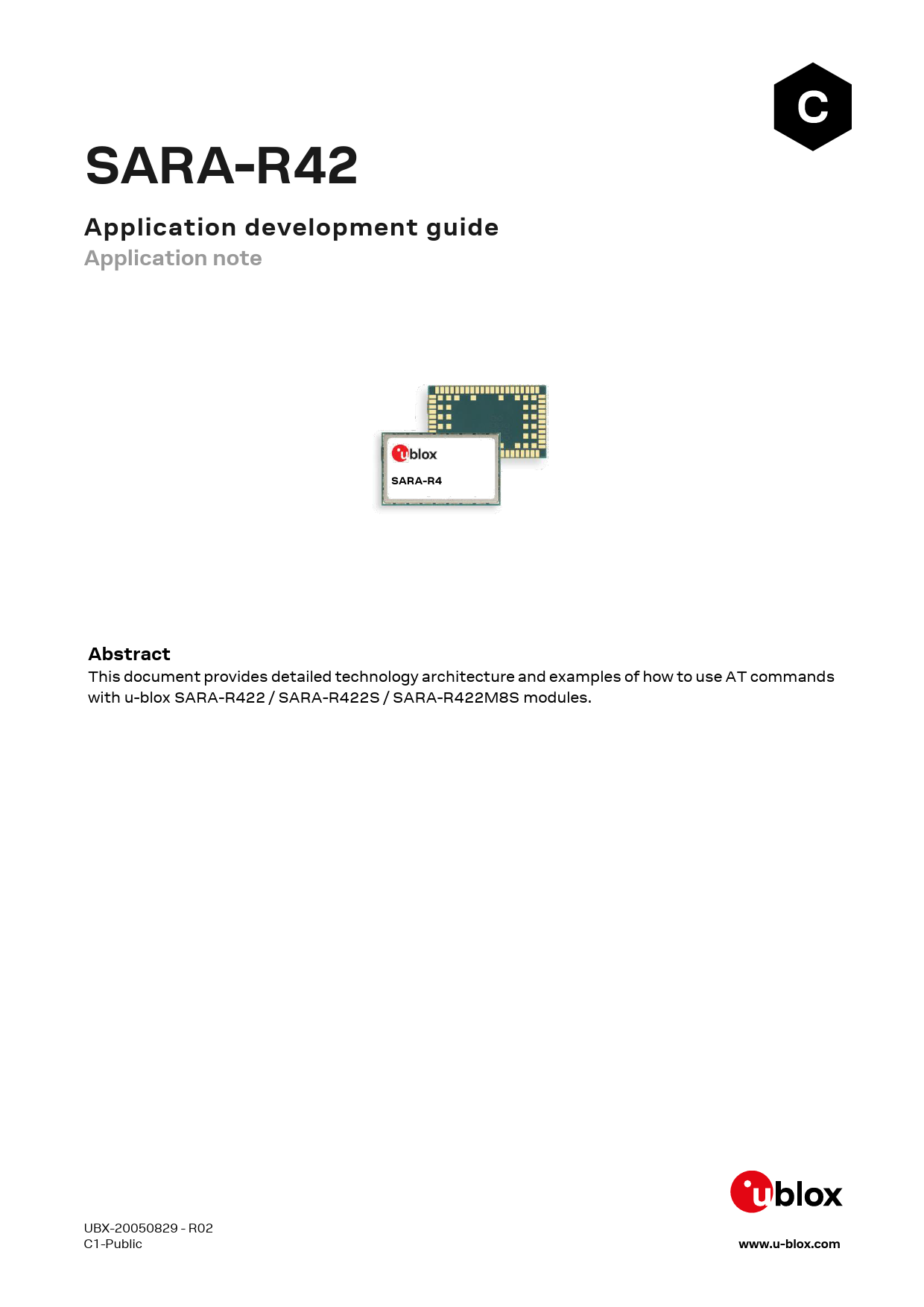 First page of SARA-R42 Application Development Guide