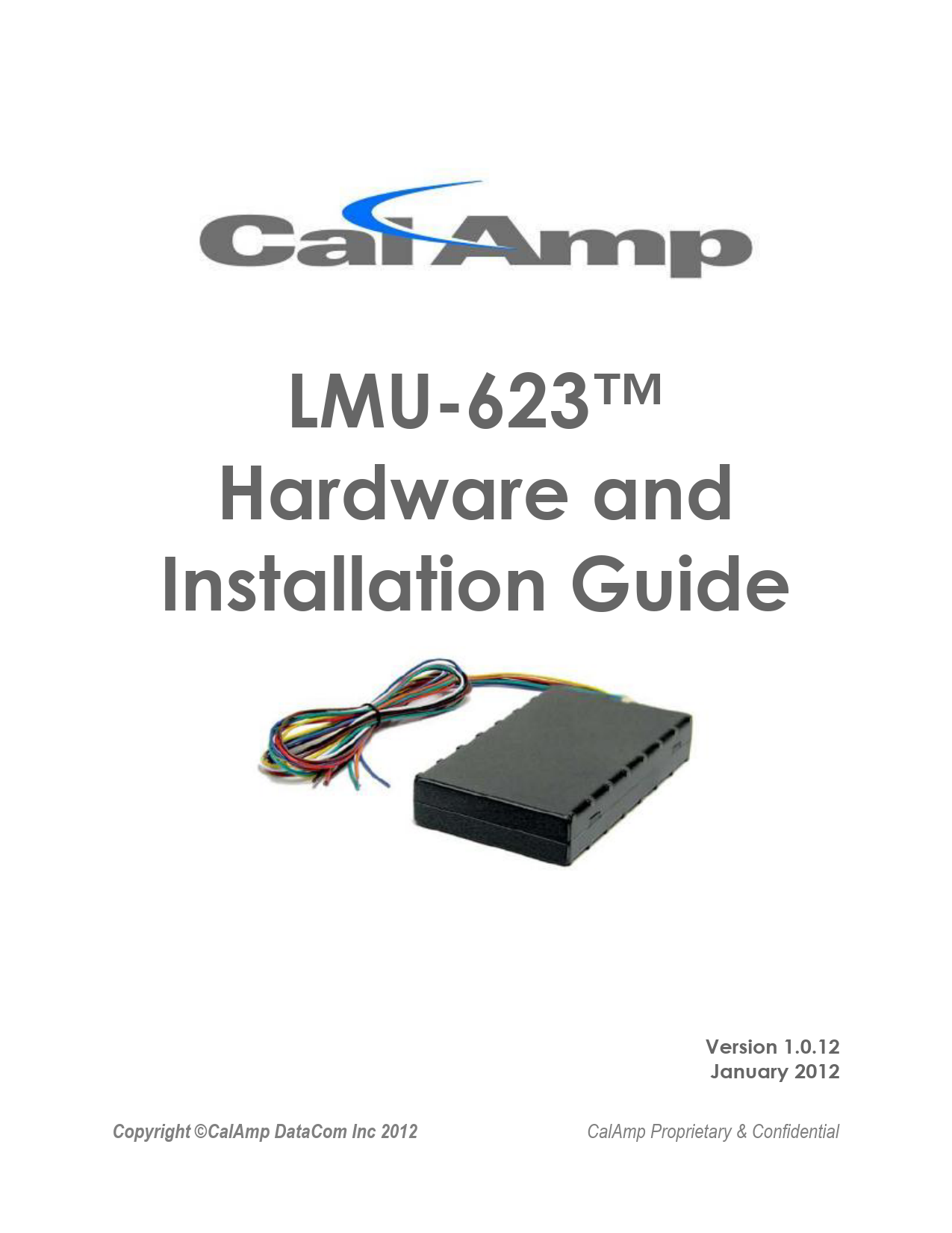 First page of LMU-623 Hardware and Installation Guide 2012-01-07