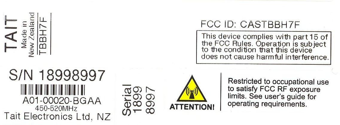 FCC ID label