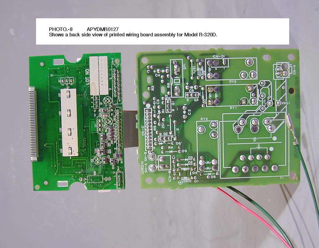 Back side view of control unit PWB for model R320D