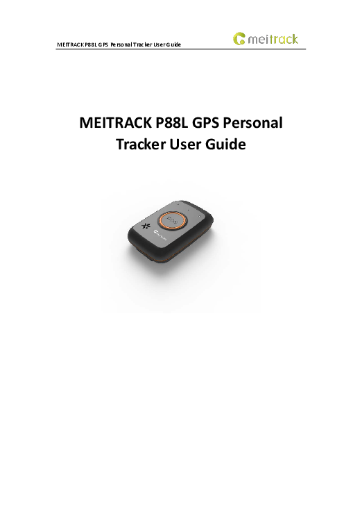 First page of MEITRACK P88L GPS Personal Tracker User ... | PDF MEITRACK P88L GPS Personal Tracker User Guide