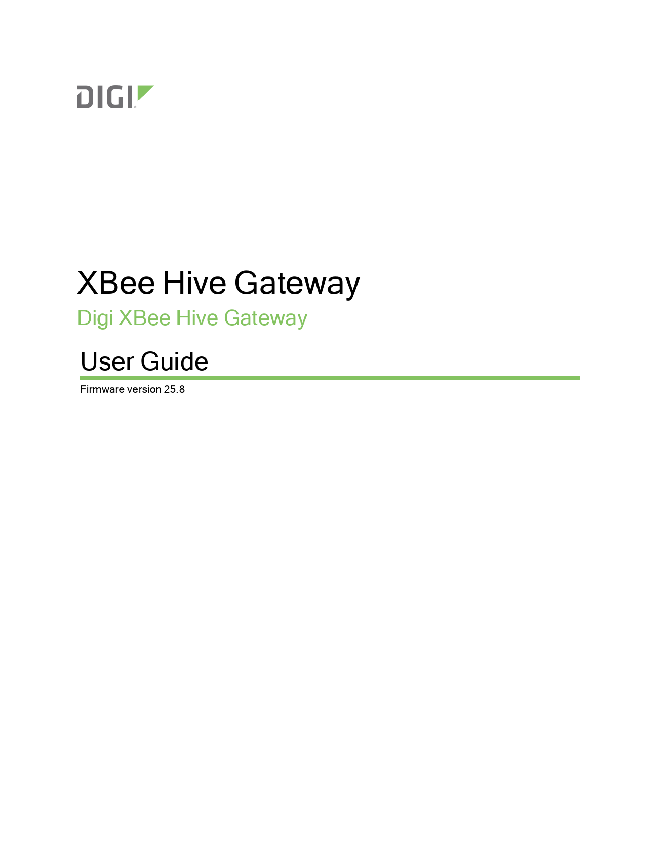 First page of Digi XBee Hive Gateway User Guide