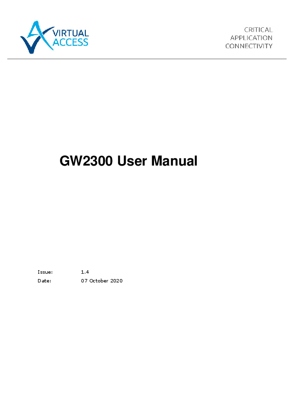 First page of GW2300 User Manual