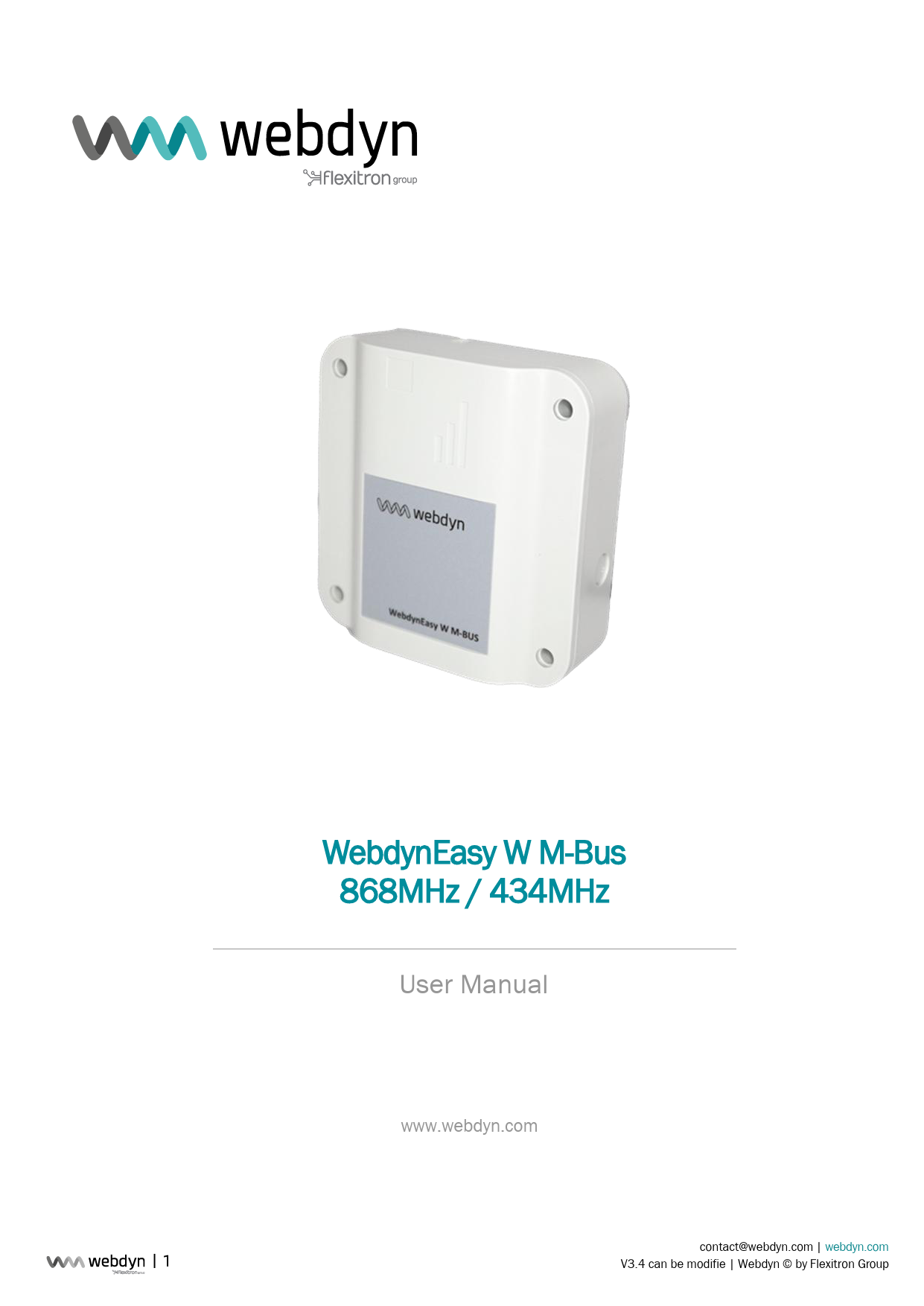 First page of Manual - WebdynEasy W M-Bus 868MHz/434MHz