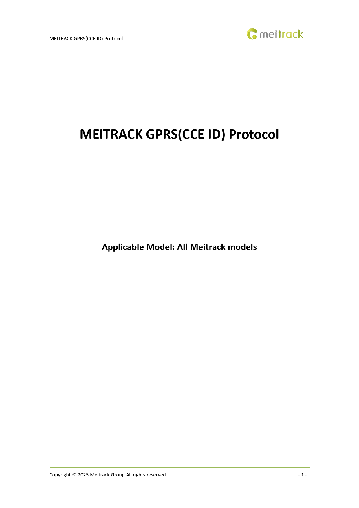 First page of MEITRACK GPRS(CCE ID) Protocol