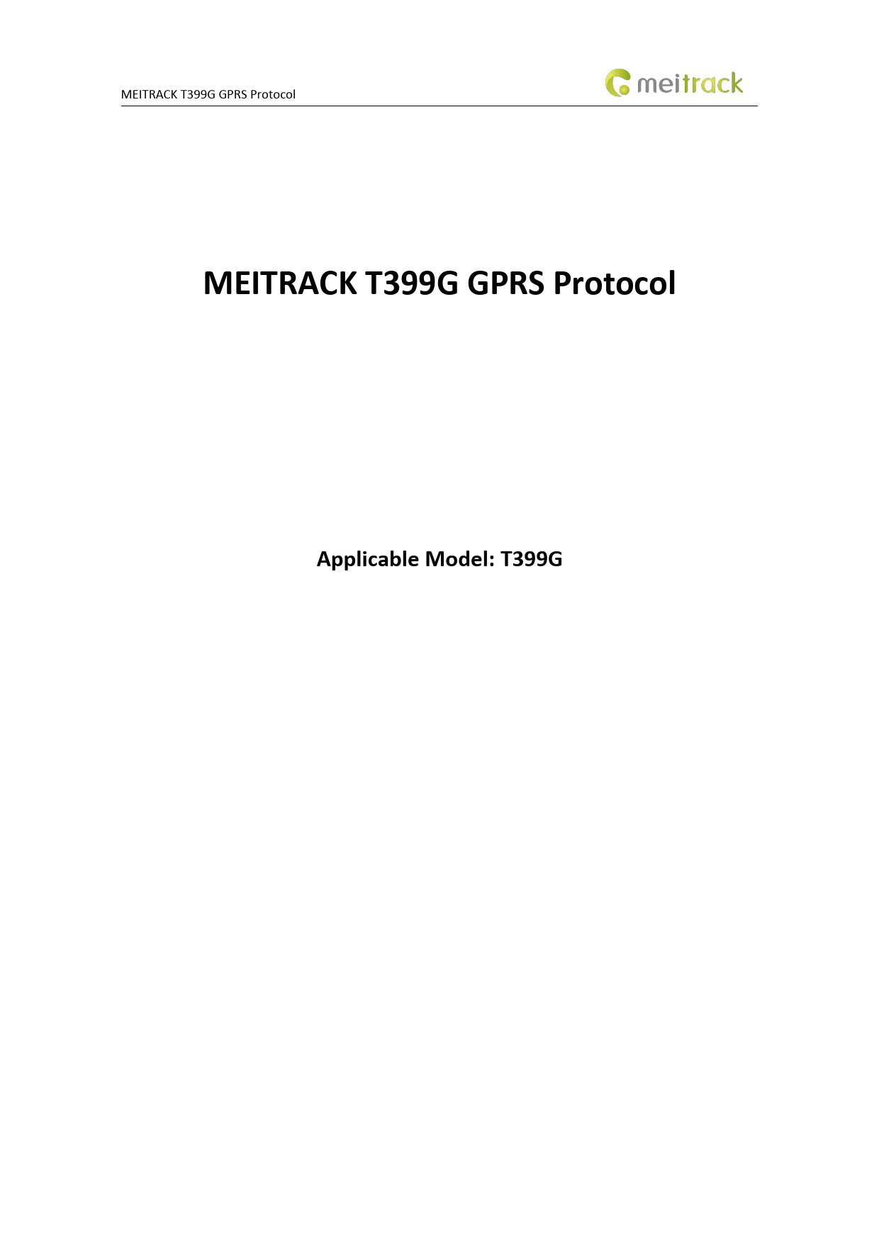 First page of MEITRACK T399G GPRS Protocol
