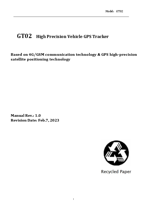 First page of PDF High Precision Vehicle GPS Tracker - dyteck.cn