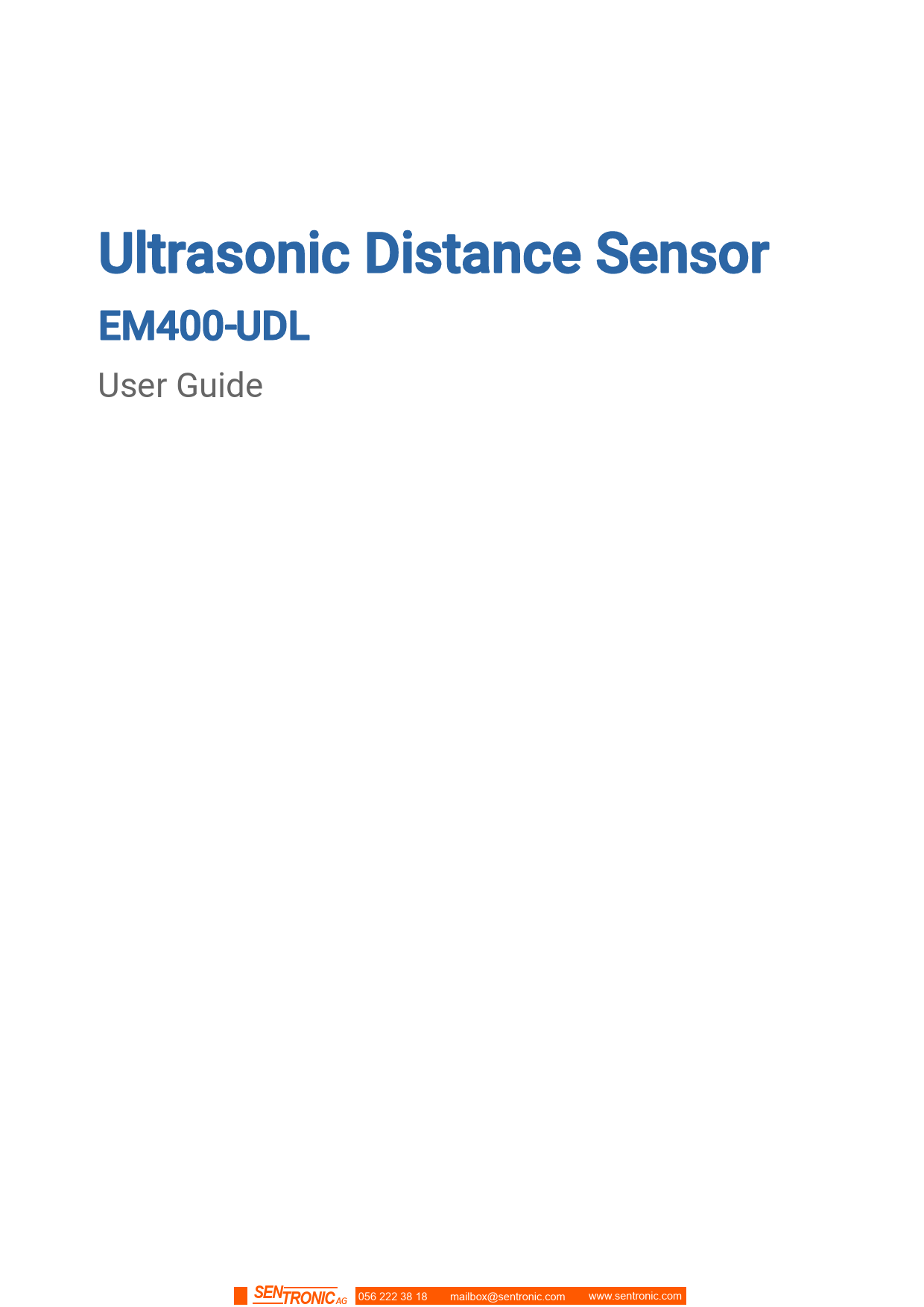 First page of Ultrasonic Distance Sensor EM400-UDL ...
