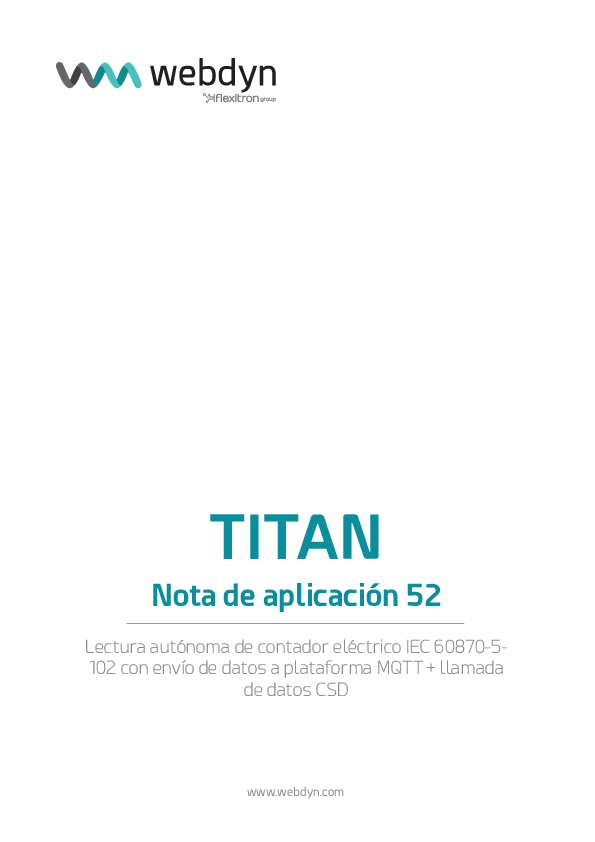 First page of TITAN-AN52-Metering-IEC-60870-5-102-and-CSD-data-call-ES.pdf