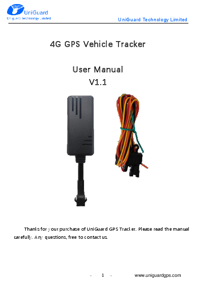 First page of J16 4G GPS Tracker User Manual V1.1-GT
